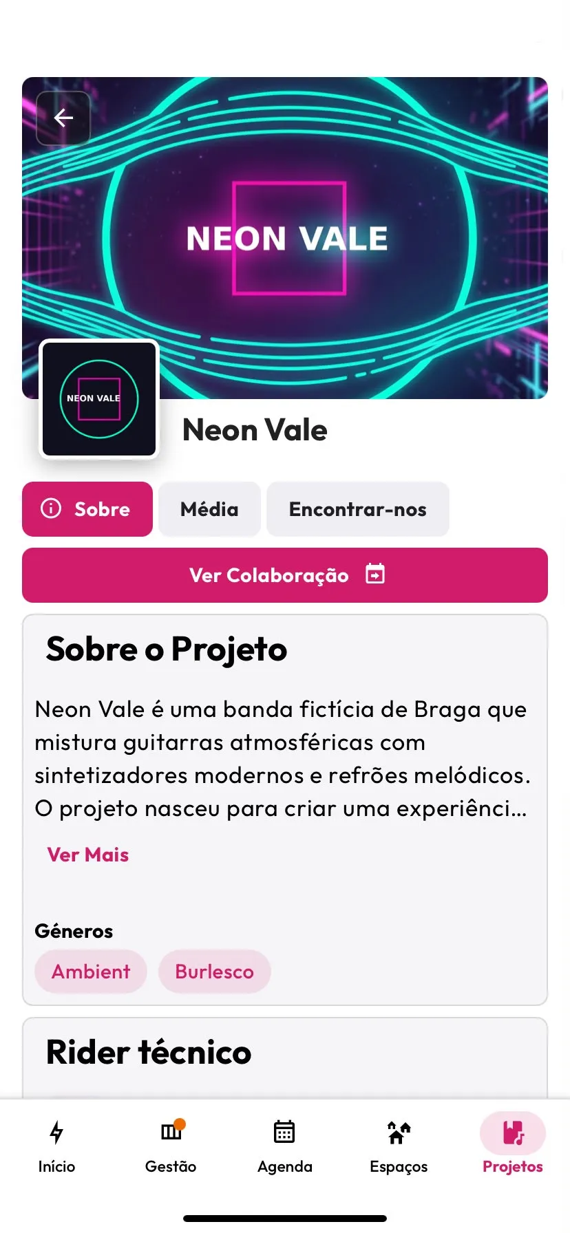O projeto de um artista na app Acisum